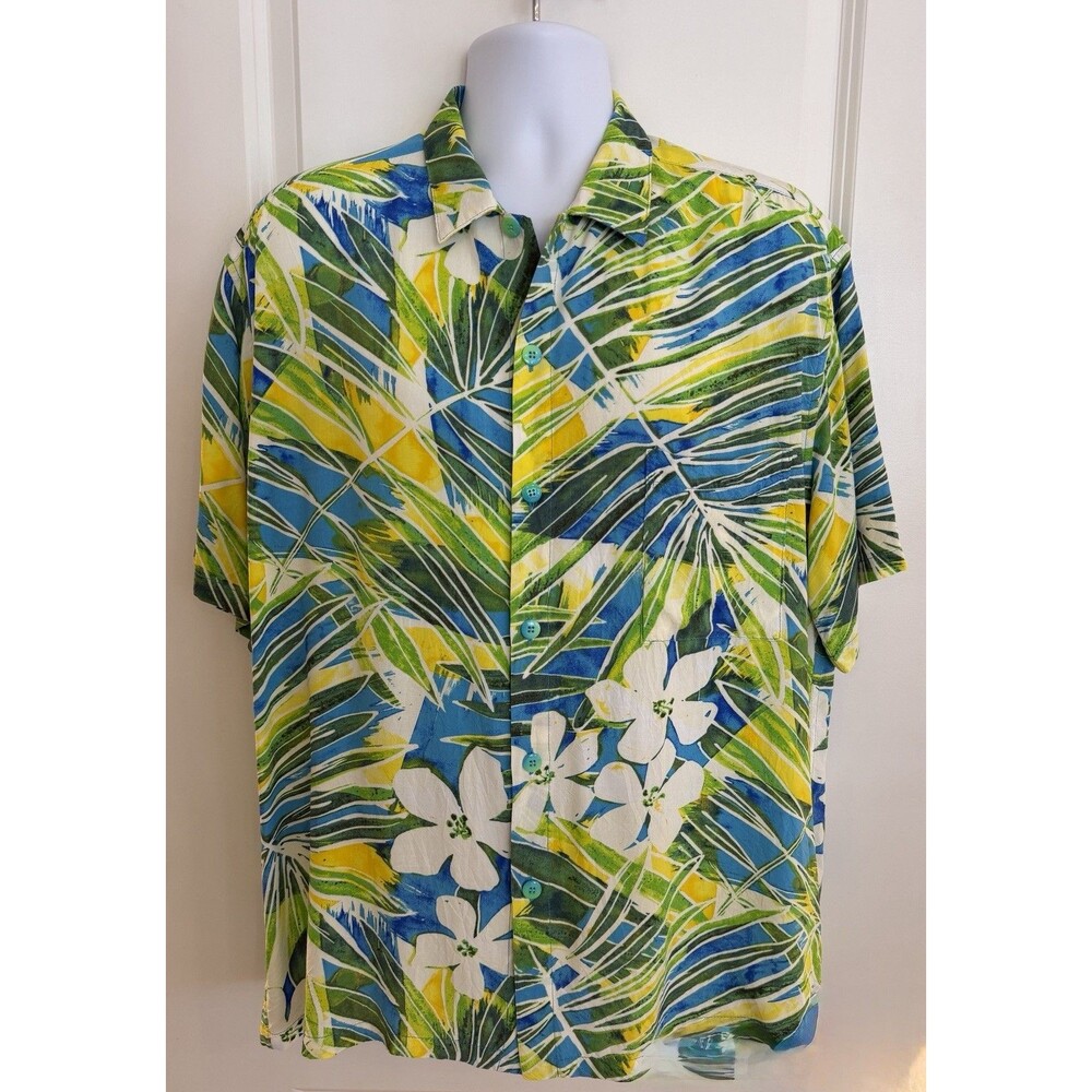 Jams World Men’s Hawaiian Aloha Shirt, Large, “Kaimana Turq.”, New WO Tags